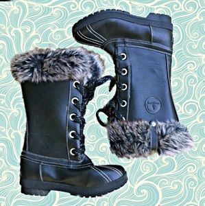 London Fog Duck Boots Waterproof Fur Size 9 Womens